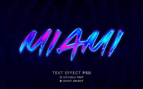 Premium PSD | A blue neon miami text effect psd