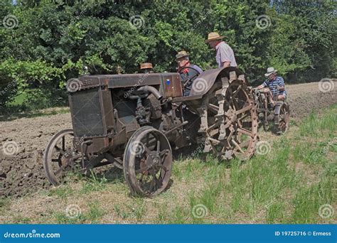 Plowing With Old Tractor Editorial Photo - Image: 19725716