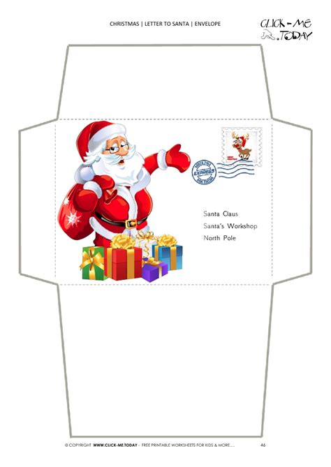 Cute Santa envelope to Santa Claus print out with stamp 46