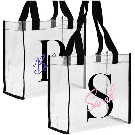 Personalized Initial Clear Tote Bags Customized Stadium Approved Transparent Bag for Women ...