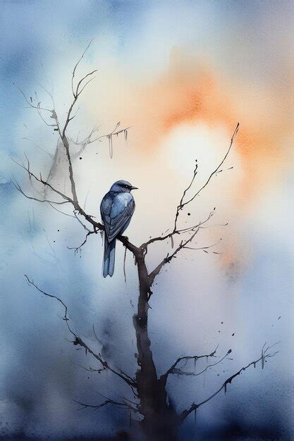 Premium AI Image | A painting of a bird in a tree