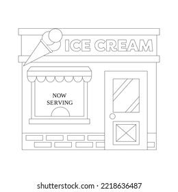 Editable Illustrated Ice Cream Shop Coloring Stock Vector (Royalty Free ...