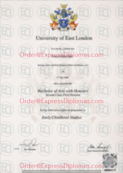 University East London Degree Diploma Certificate - Express Diplomas