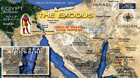 The Exodus Map from Egypt to Saudi Arabia, Read the Book of Exodus ...