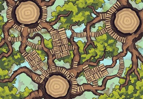 Oakenspire Treetops RPG Battle Map by 2-Minute Table Top | Fantasy map ...