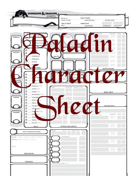 5th Edition D&D Paladin Character Sheet | Dungeons & Dave, A D&D Blog