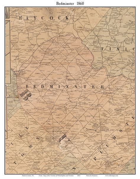 Bedminster Township, Pennsylvania 1860 Old Town Map Custom Print - Bucks Co. - OLD MAPS