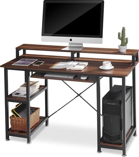 Amazon.com: Computer Desk with Keyboard Tray, QooWare 47" Writing Desk w/Storage Shelves ...