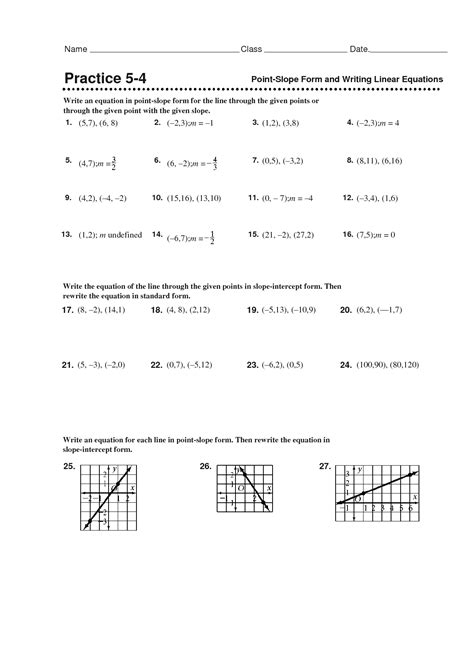 Point Slope Form Practice - Worksheets Library