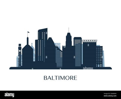 Baltimore skyline, monochrome silhouette. Vector illustration Stock ...