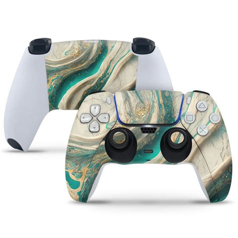 PlayStation 5 Controller Skin - White Green Stone Art – SkinsLegend