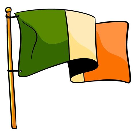 Ireland flag. Waving flag in the colors of Ireland. Cartoon style ...