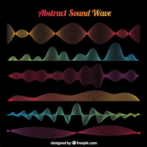 Great selection of abstract sound waves with different colors | Free Vector