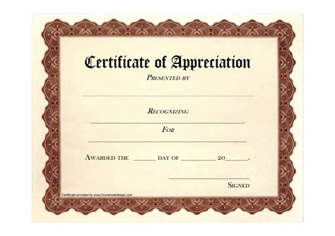 Blank Certificate Of Appreciation Border