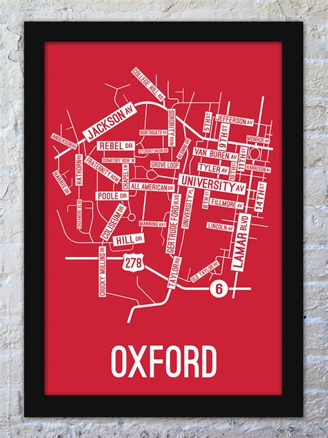 Oxford, Mississippi Street Map Print - School Street Posters