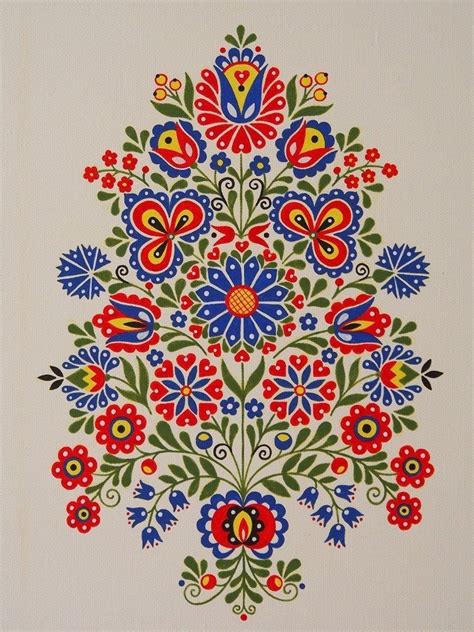 Polish folk flowers Hungarian Embroidery, Folk Embroidery, Embroidery ...