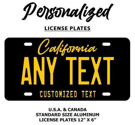 Custom Black California License Plate Personalized Name - Etsy