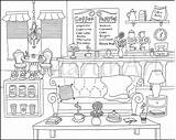 Cozy Coffee Shop Printable Adult Coloring Book Page For  Etsy Australia sketch template