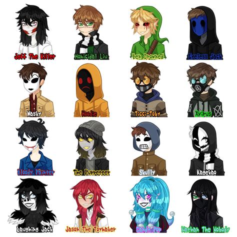 [Creepypasta] Characters 1 by BeamB2 on DeviantArt