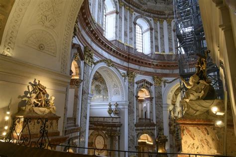 Interior of Famous Baroque St. Charles Church or Karlskirche in Vienna ...