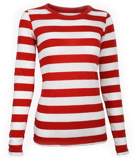 Long Sleeve Red White Striped Shirt Women's XXL - Walmart.com