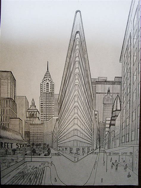 double perspective drawing ny by nilsgermain on DeviantArt