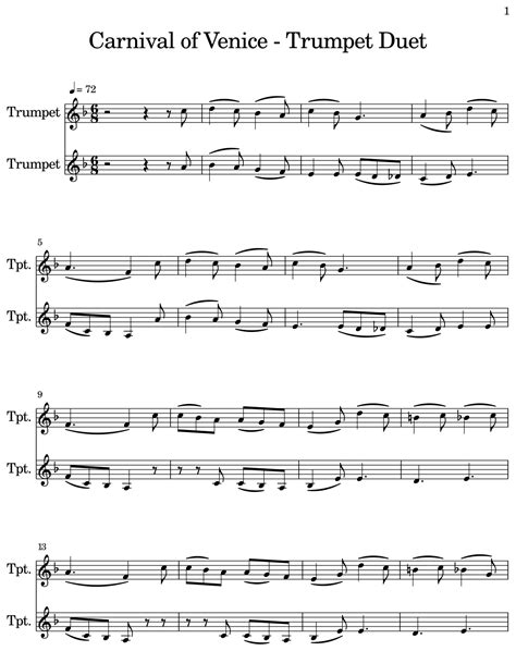 Carnival of Venice - Trumpet Duet - Sheet music for Trumpet