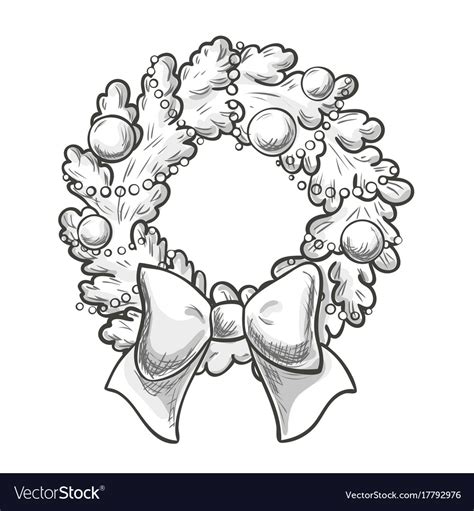 Sketch of christmas wreath Royalty Free Vector Image