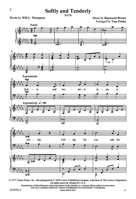 Softly and Tenderly (SATB ) by Raymond Brown | J.W. Pepper Sheet Music | Softly and tenderly ...