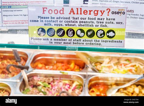 Food allergy warning sign cafe hi-res stock photography and images - Alamy