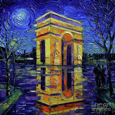 ARC DE TRIOMPHE PARIS MIRRORING modern impressionist impasto cityscape ...