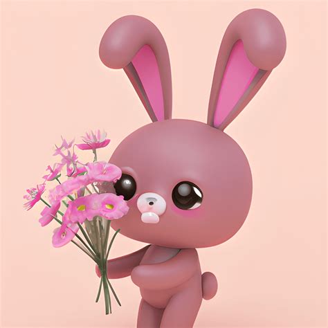 Bunny with Flowers · Creative Fabrica