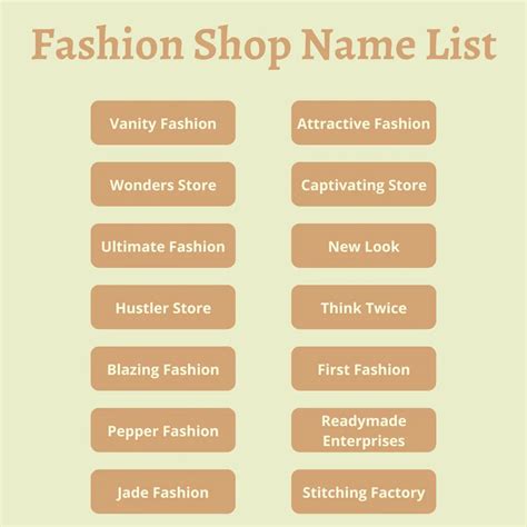 Fashion Names Ideas