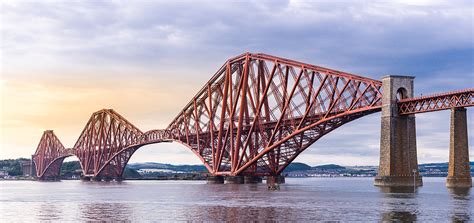 Panoramic view, The Forth bridge, UNESCO world heritage site rai ...