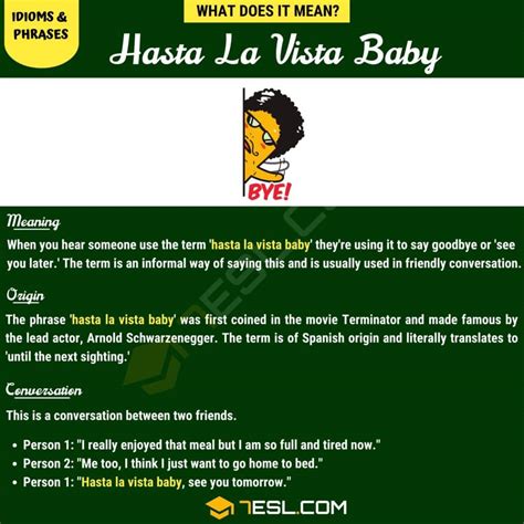 "Hasta La Vista Baby" Meaning, Origin and Examples • 7ESL