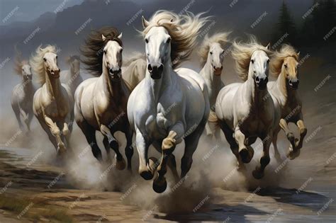 A watercolor painting of a white horse running in the wild. | Premium ...