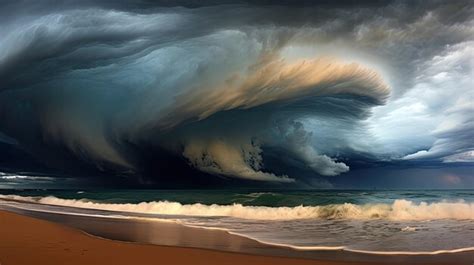 Premium Photo | A photo of a supercell formation coastal beach scene