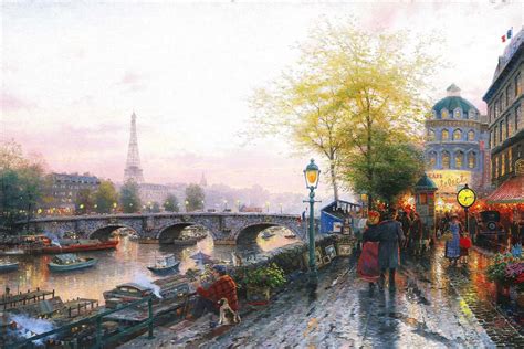 2021 Paris Eiffel Tower Kinkade Oil Paintings Art Print On Canvas No ...