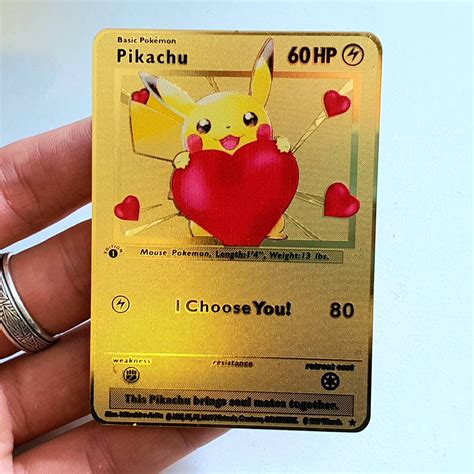 Pikachu I Choose You Gold Pokemon Card Custom Metal Card | Etsy UK