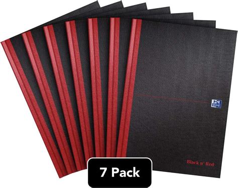 Oxford Black n' Red, A4 Notebook Hardcover, Casebound, Lined, 192 Page, Pack of 7: Amazon.co.uk ...