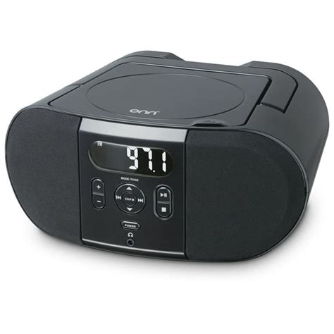 onn. Portable CD Player Boombox with Digital FM Radio - Black - Walmart.com - Walmart.com