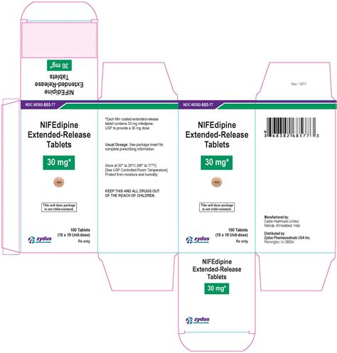 Nifedipine Extended-Release Tablets - FDA prescribing information, side effects and uses