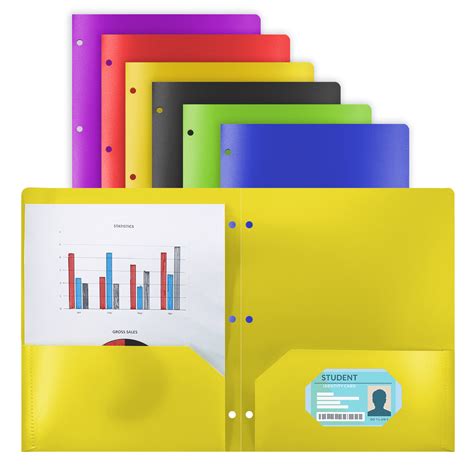 Plastic Folders with Pockets, Aipker 3 Holes 2-Pocket Folders, Plastic ...