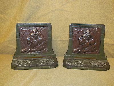 Pair Antique Cast Iron Bookends Art Deco with Lion | eBay