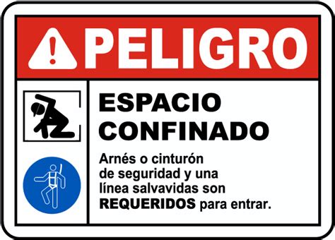 Spanish Safety Harness and Lifeline Required Sign E1373SP