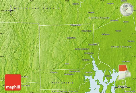 Physical Map of Providence County