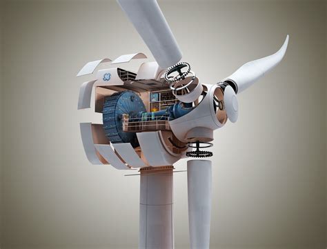 The inside of a GE wind turbine. : energy