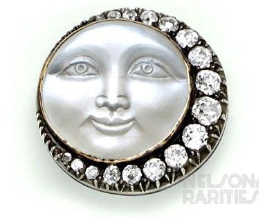 Moonstone cameo, diamond, silver and gold man in the moon brooch | Edwardian | Jewelry ...
