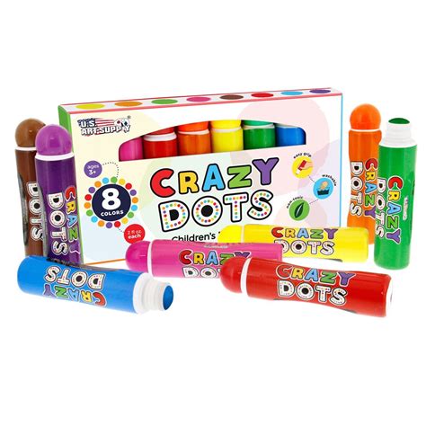 8 Color Crazy Dots Markers - Children's Washable Easy Grip Non-Toxic Paint Marker Daubers ...