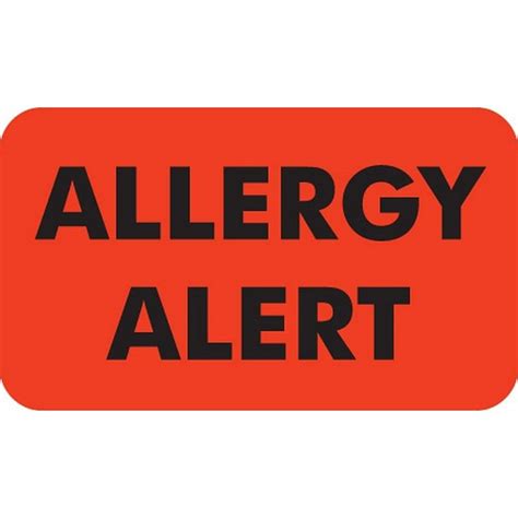 Allergy Warning Labels, Allergy Alert - Fl Red, 1-1/2" X 7/8" (Roll of 250)